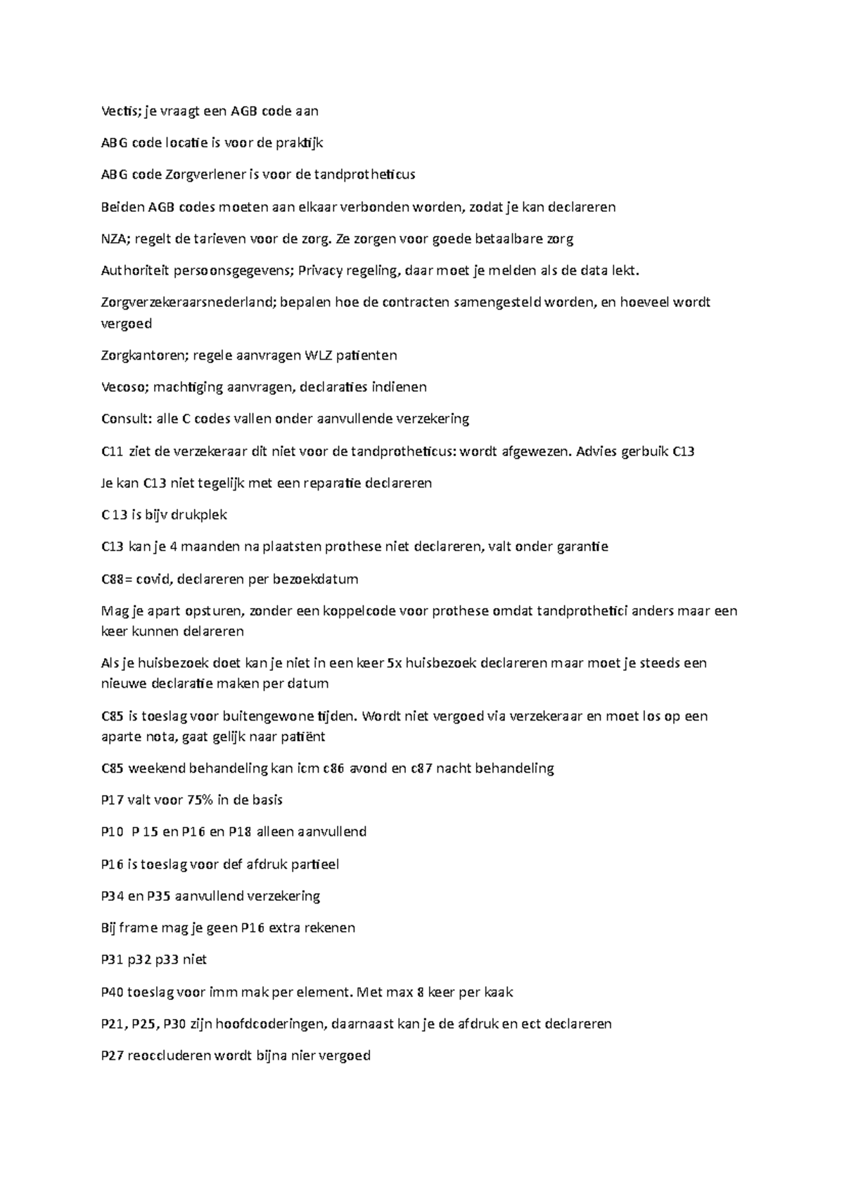 Declaratie samenvatting Vecis; je vraagt een