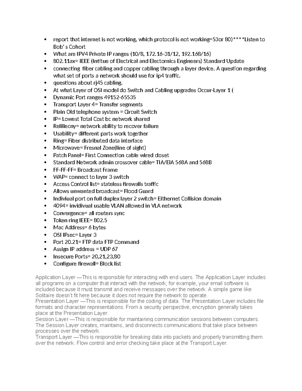 Anatomy and the specifications of cabling - report that internet is not ...