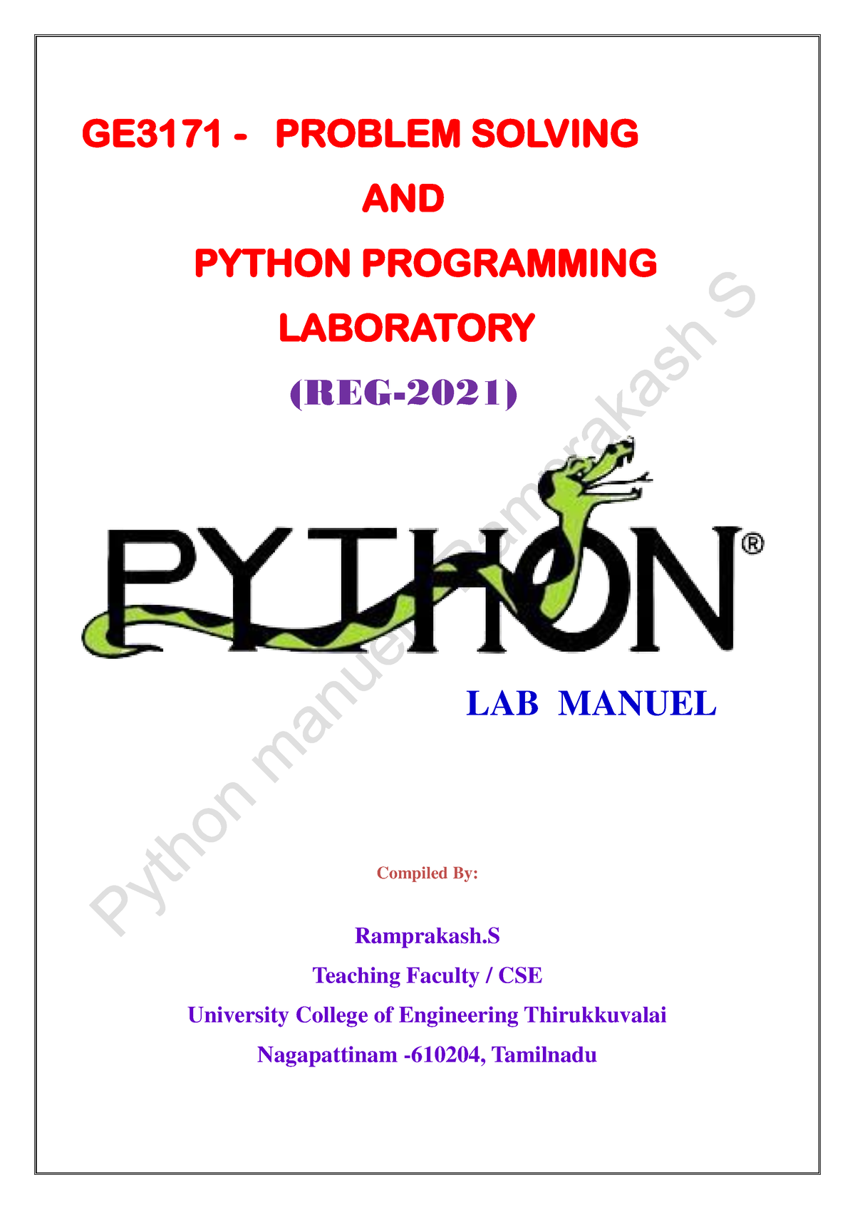 ge3171 problem solving and python programming laboratory manual