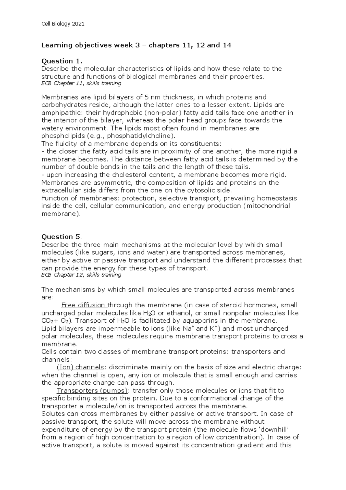CBI Skills training week 3 2021 Cell Biology 2021 Learning