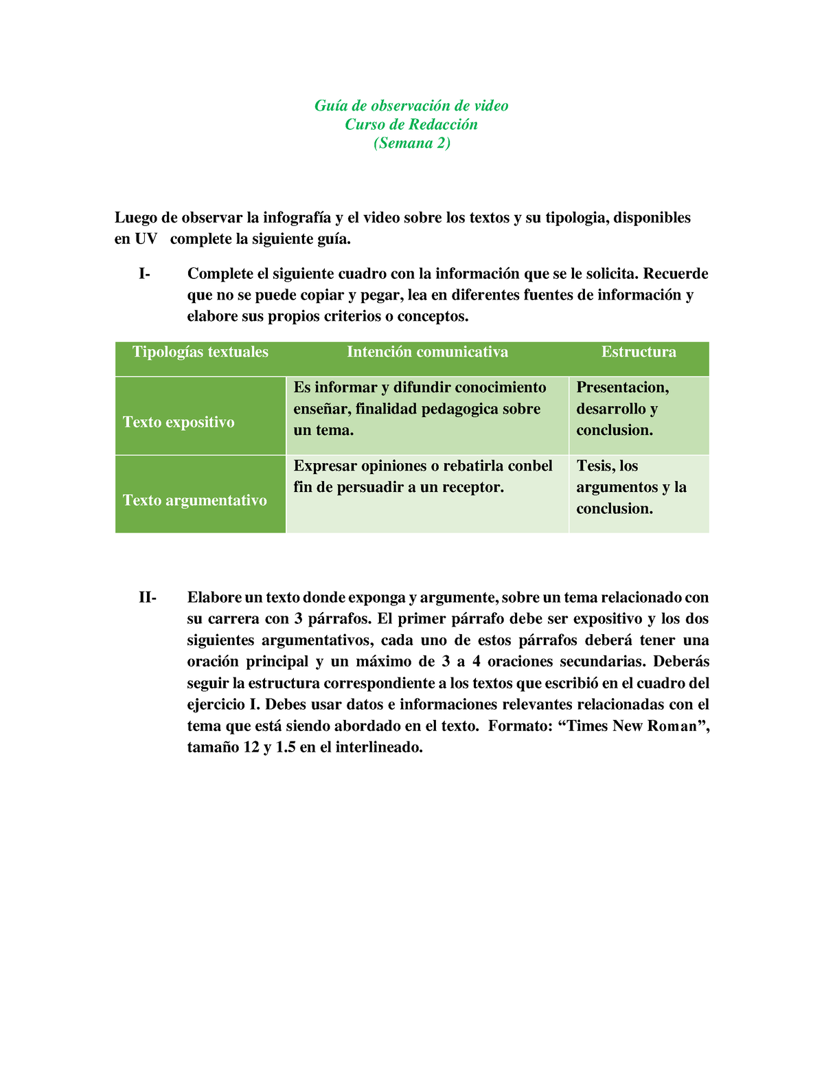 Tarea Textos Expositivos Argumentativos Gu A De Observaci N De Video