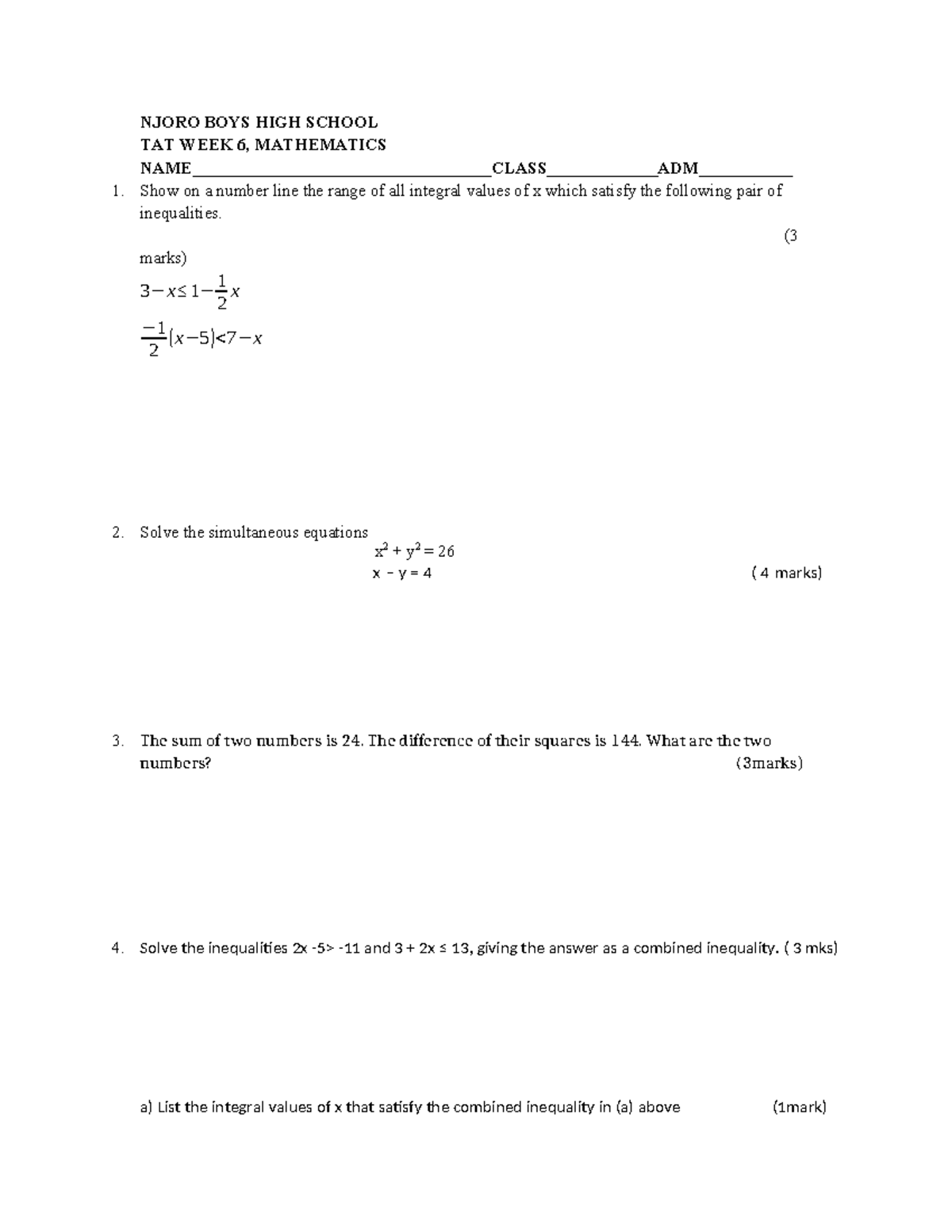 TAT - revision materials - NJORO BOYS HIGH SCHOOL TAT WEEK 6 ...
