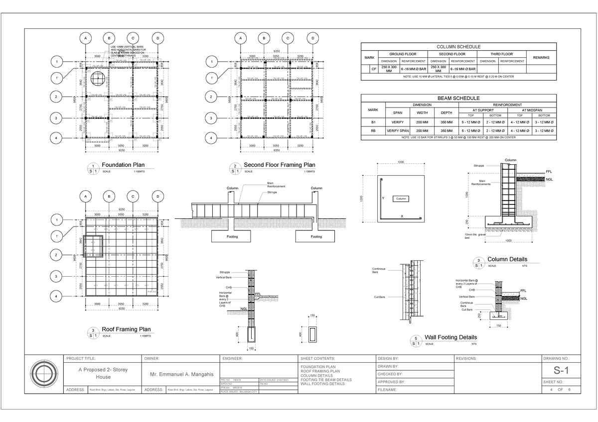 Structural drawings - PROJECT TITLE: ADDRESS: OWNER: ADDRESS: ENGINEER ...