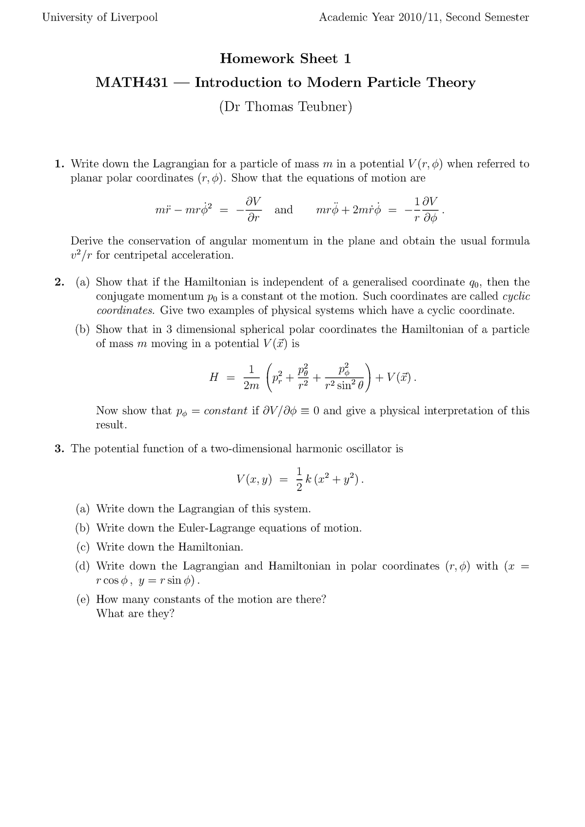 Math431 10 11 Problem Sheet 1 Studocu