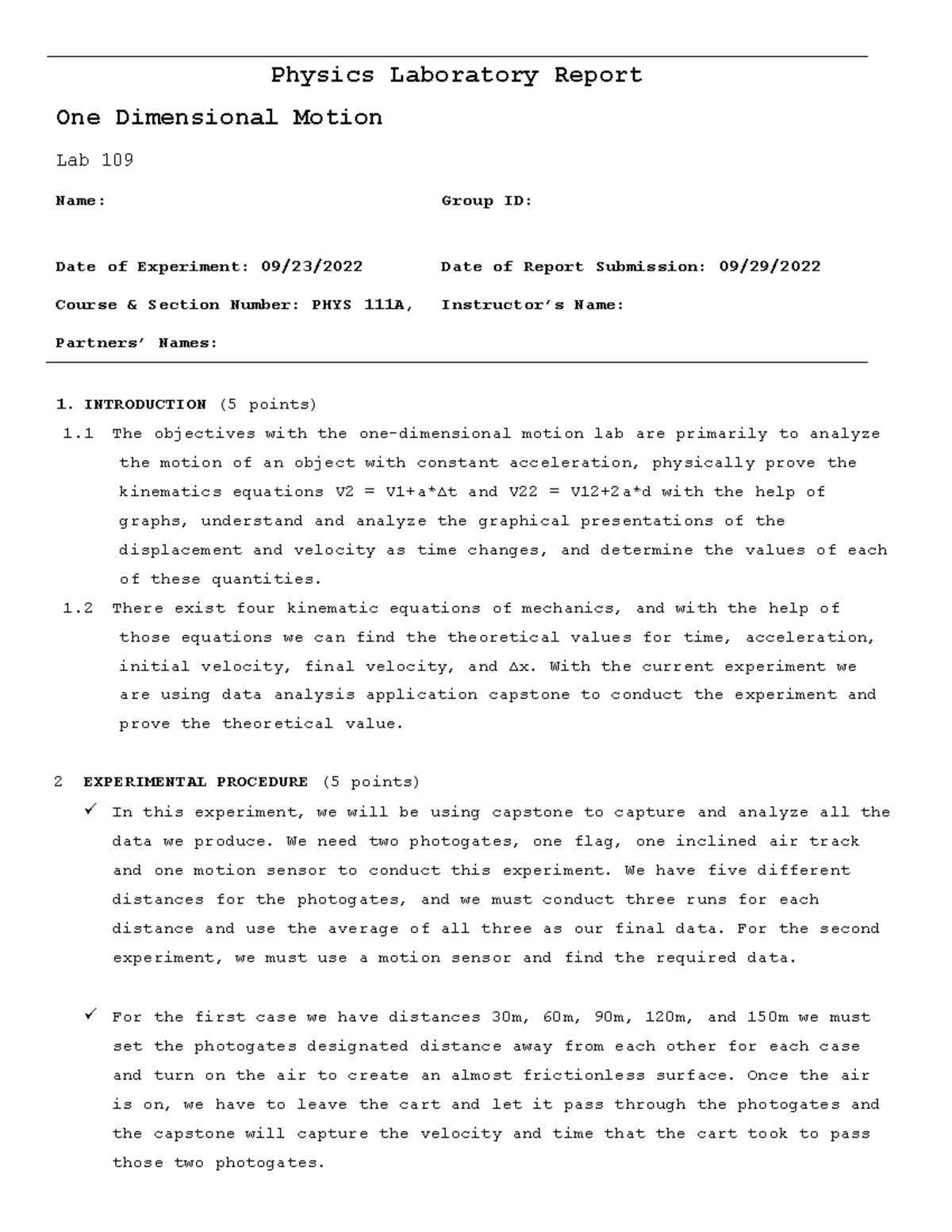 one-dimensional-motion-109-111a-physics-laboratory-report-one