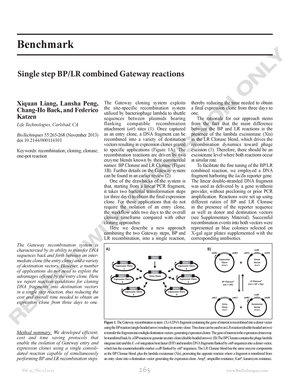 Single Step BPLR Combined Gateway Reactions - LY Benchmark W IT H P E R ...