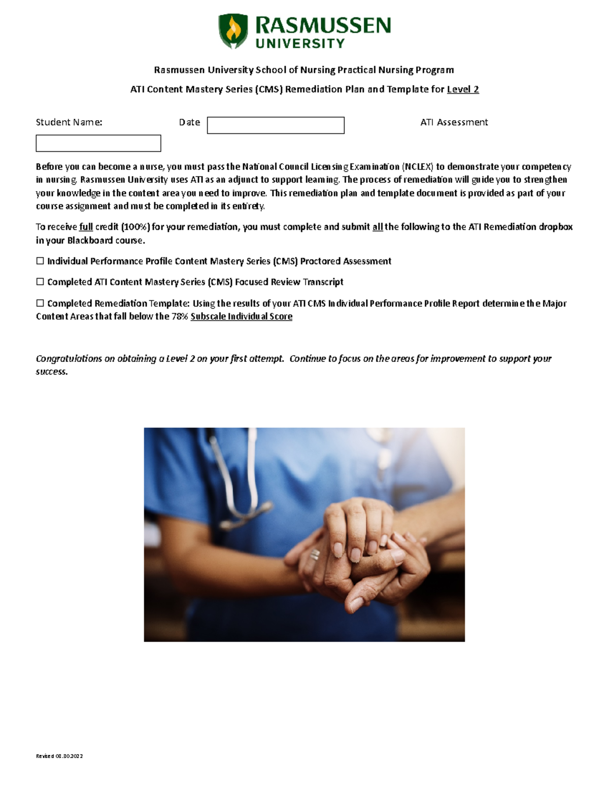 ATI PN In Course Remediation Template Level 2 03 Rasmussen University