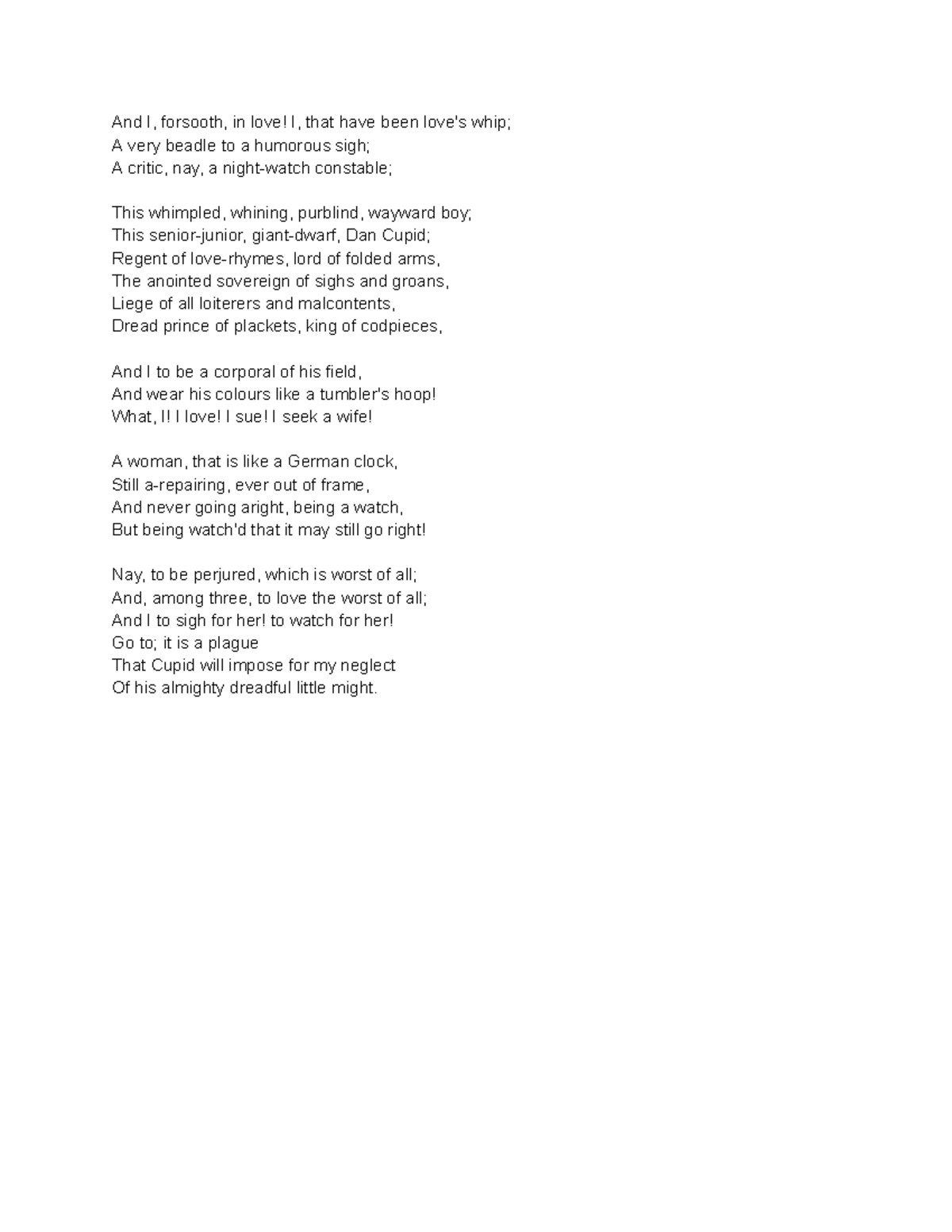And I, forsooth, in love - Studocu