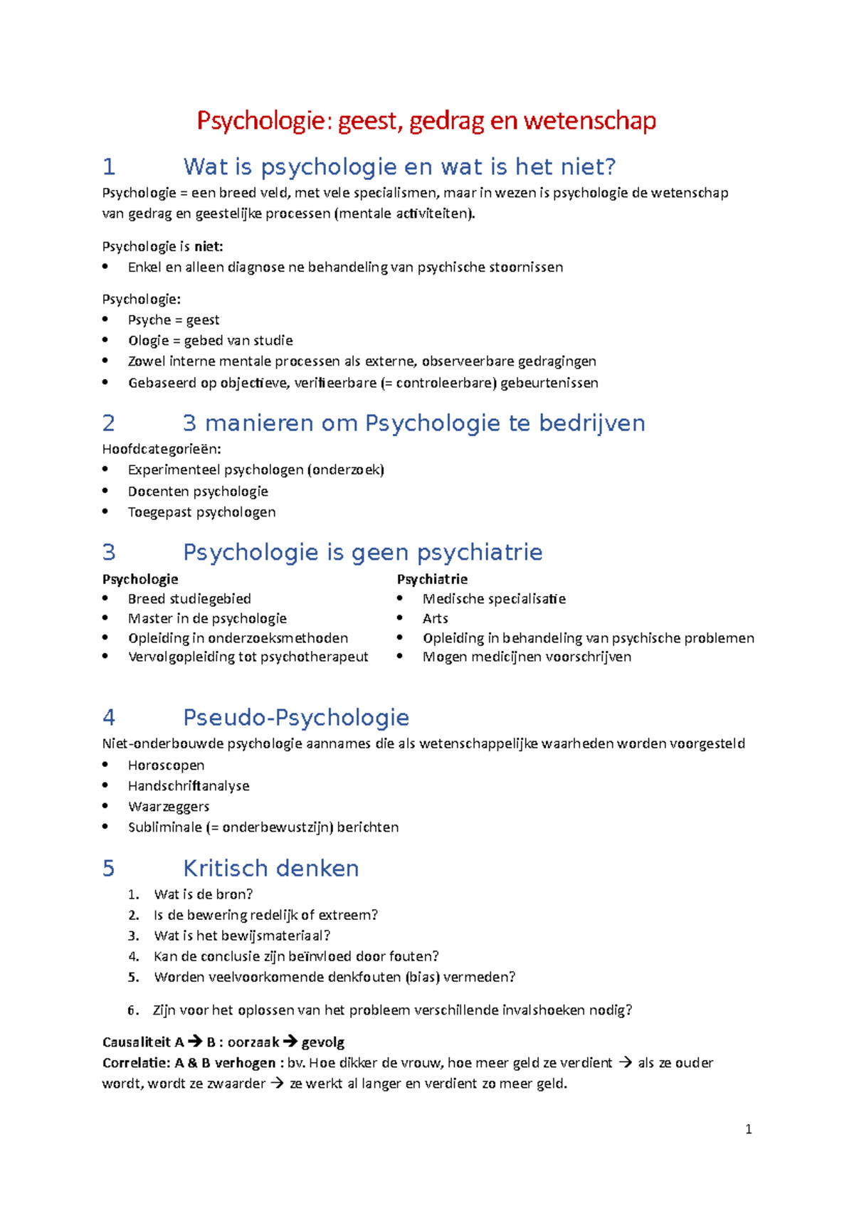 Samenvatting-Psychologie - Algemene Psychologie - Howest - Studocu