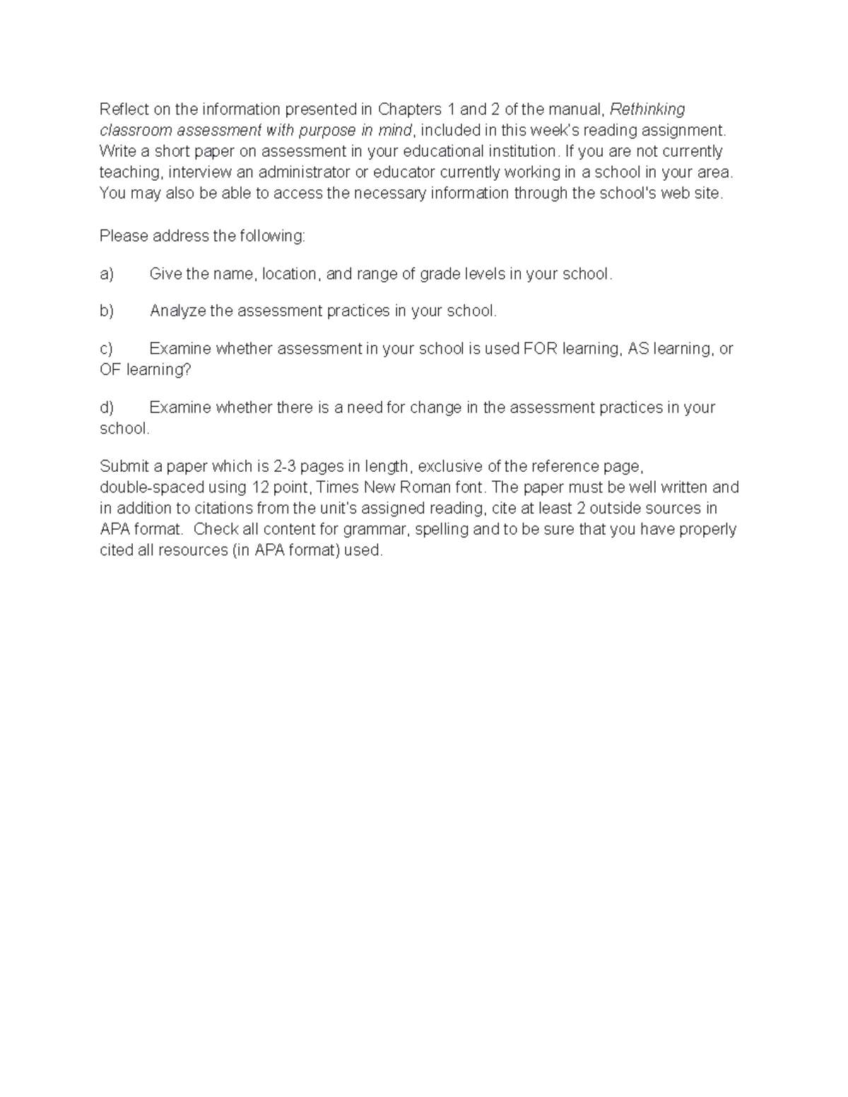 Reflect on the information presented in Chapters 1 and 2 of the manual ...