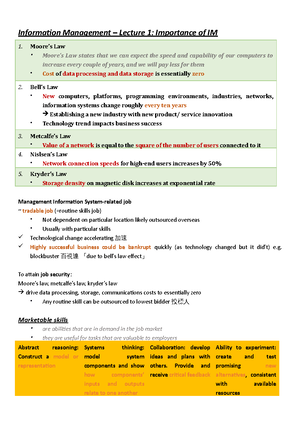 Im Cheat Sheet - Summary Information Management - Week 9 5 Domains In 