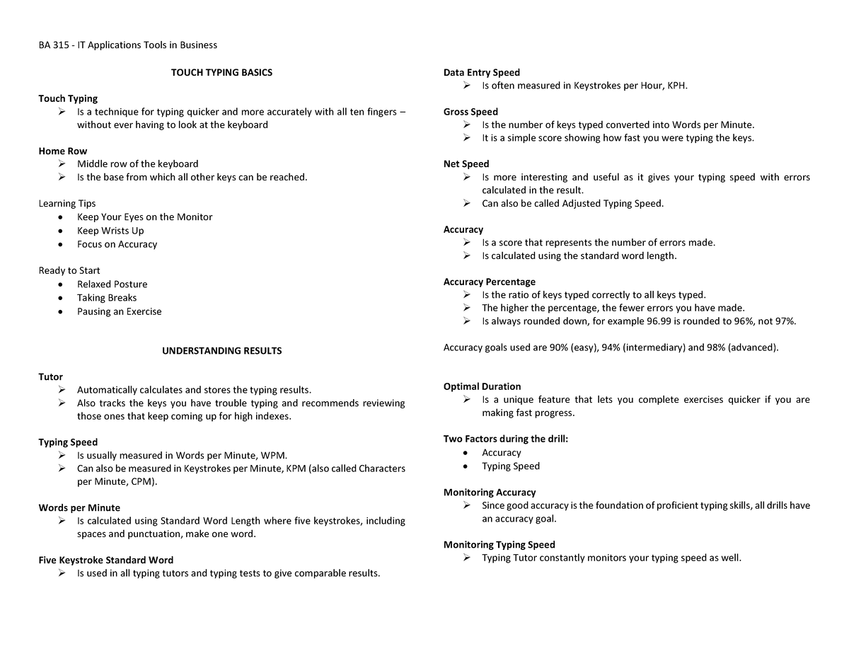 ba-315-notes-touch-typing-basics-touch-typing-is-a-technique-for