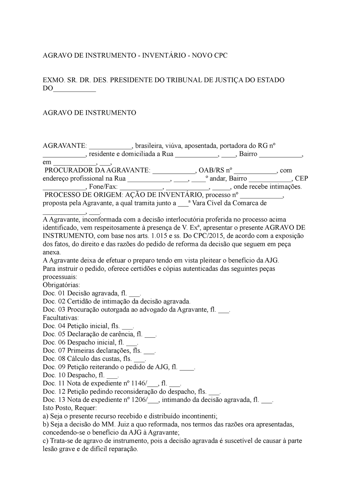 01 - Agravo - de - Instrumento - Ajg, PDF, Advogado