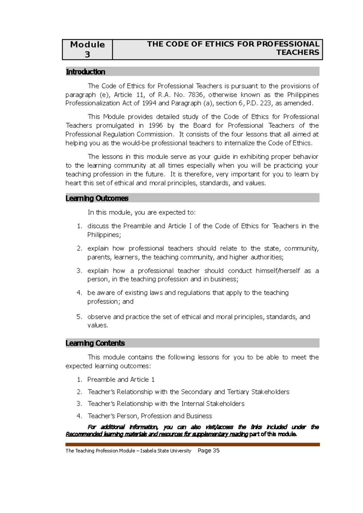 Local media 1888893672530340360 Module 3 THE CODE OF ETHICS FOR