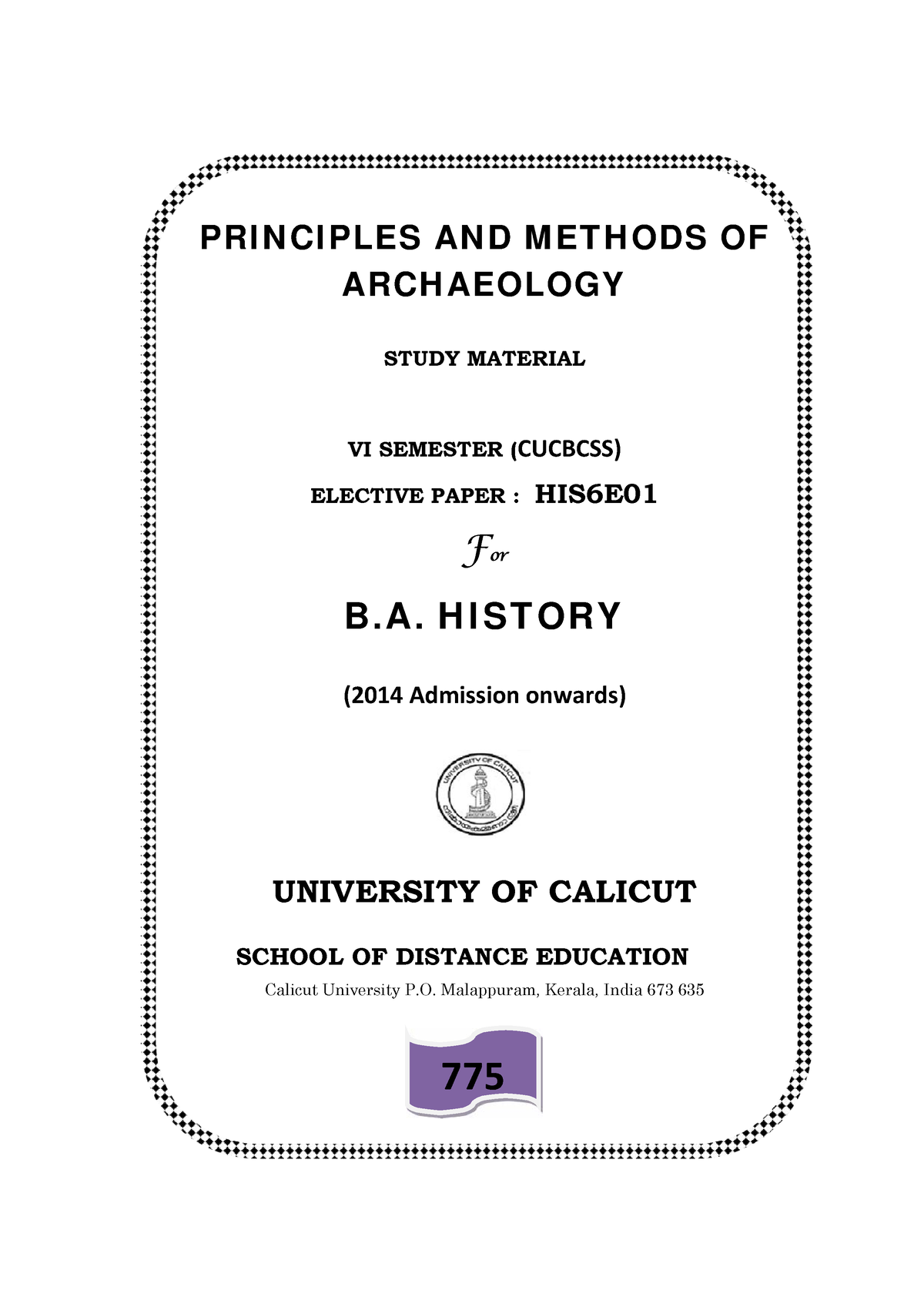 PRINCIPLES AND METHODS OF ARCHAEOLOGY - PRI N CI PLES AN D M ET H ODS ...