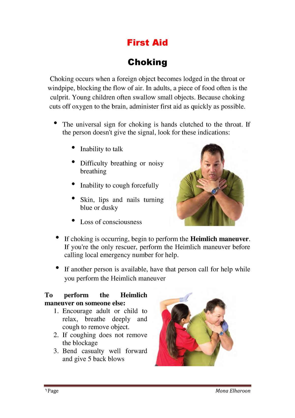 First Aid choking - Clinical Toxicology - First Aid Choking Choking ...