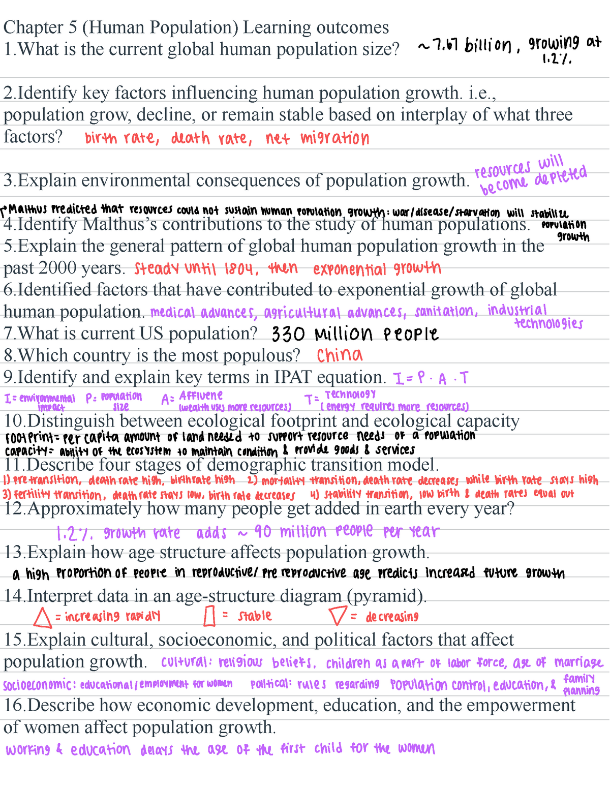 Chap 5 Human Population Slides - Chapter 5 (Human Population) Learning ...