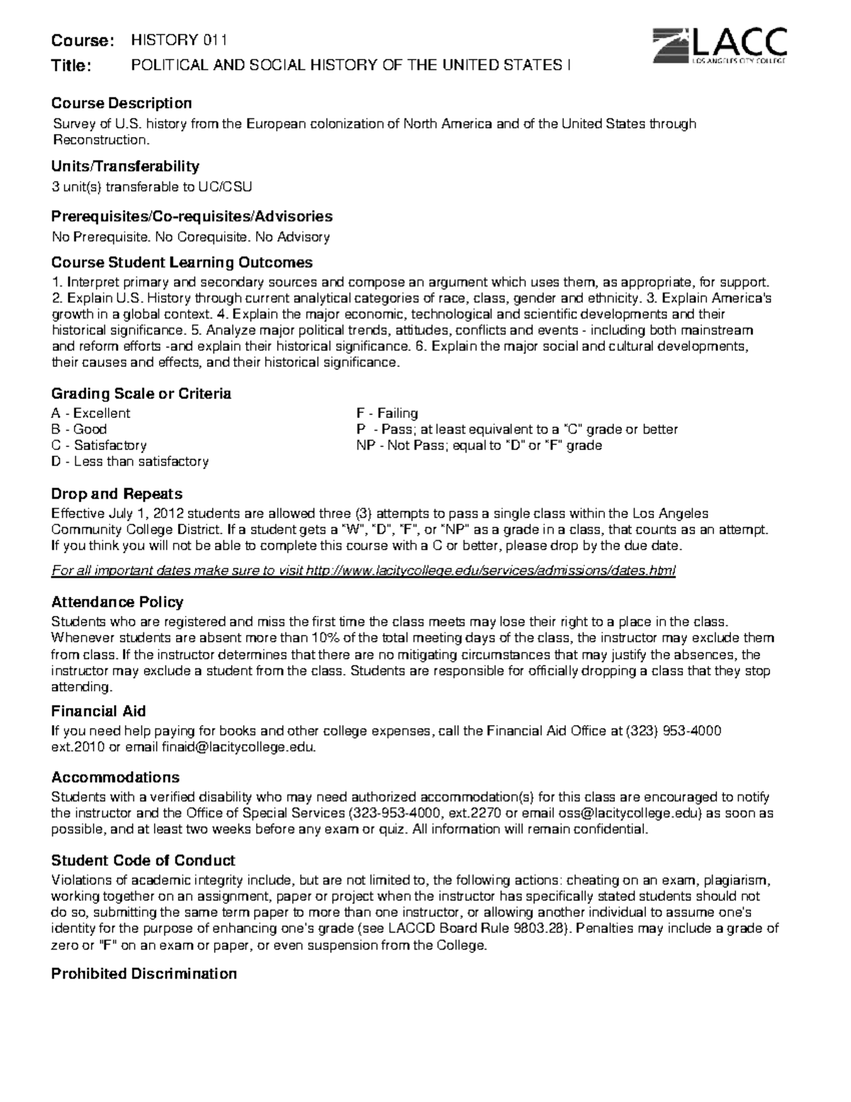 History 011 Syllabus Addendum - Interpret primary and secondary sources ...