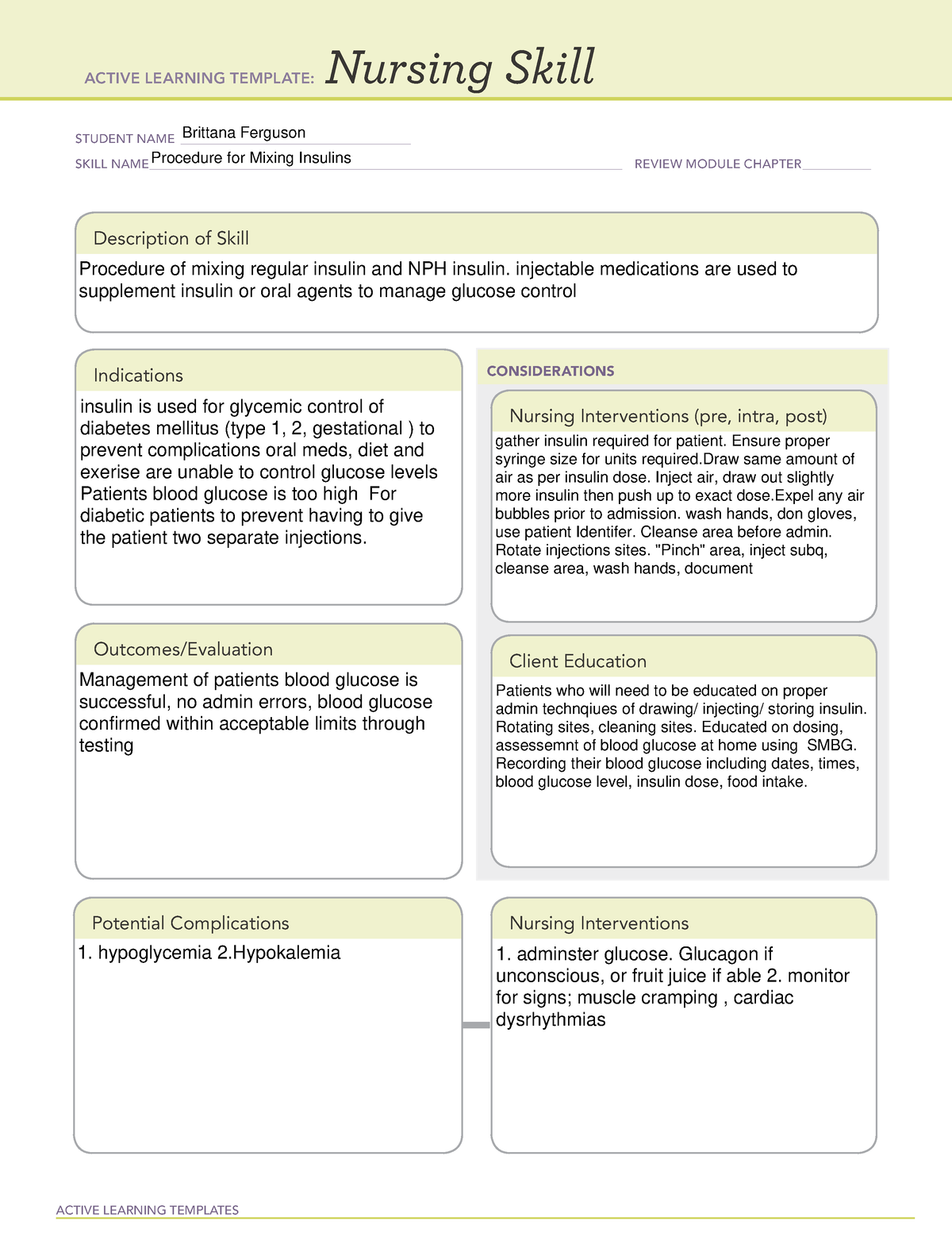 Mixing insulin - gegee - ACTIVE LEARNING TEMPLATES Nursing Skill ...