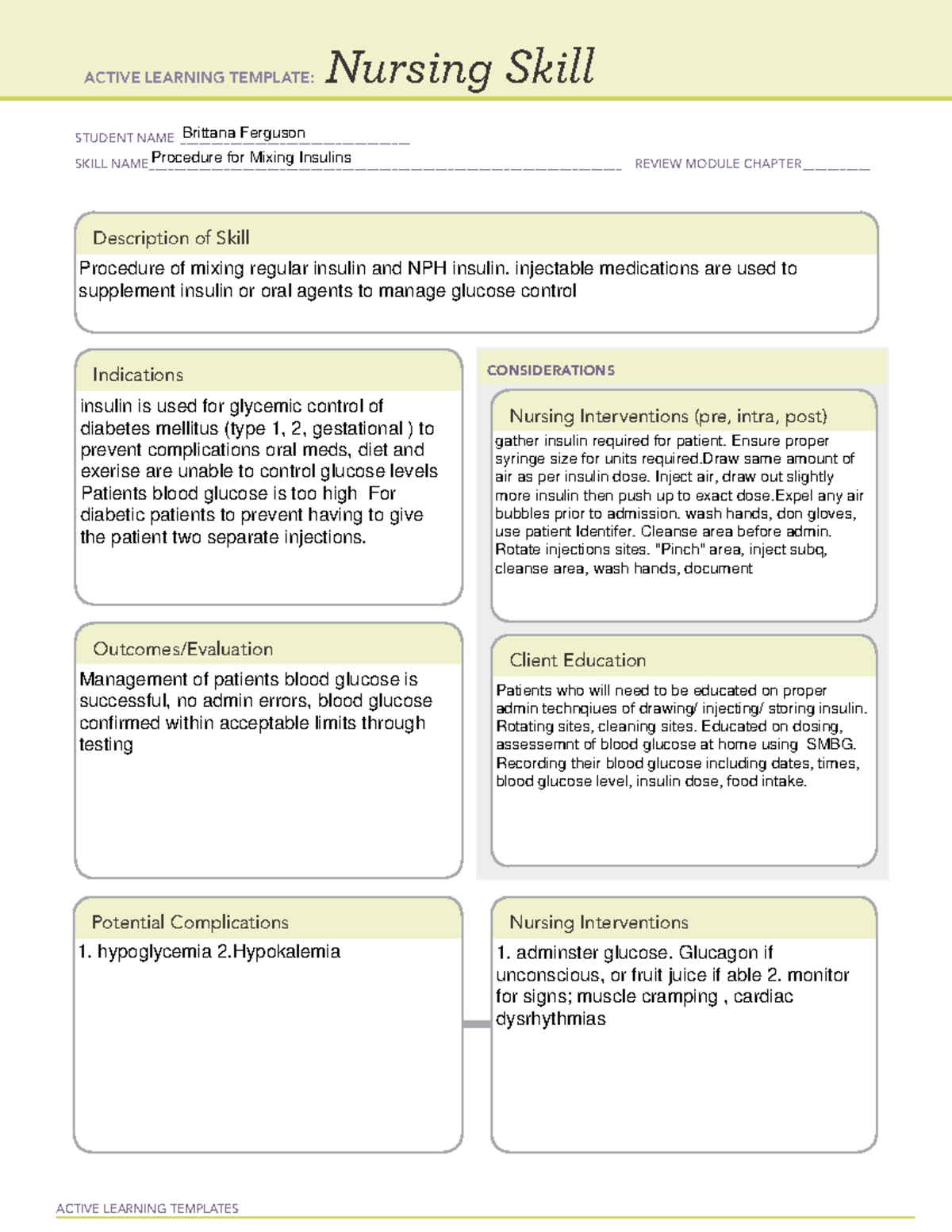 Mixing insulin - gegee - ACTIVE LEARNING TEMPLATES Nursing Skill ...