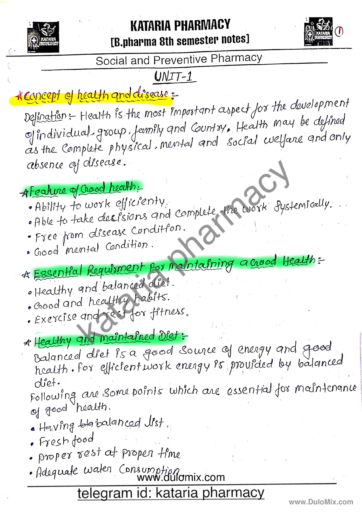 Social And Preventive Pharmacy Unit 1 8th Sem - Pharmacy Practice - Studocu