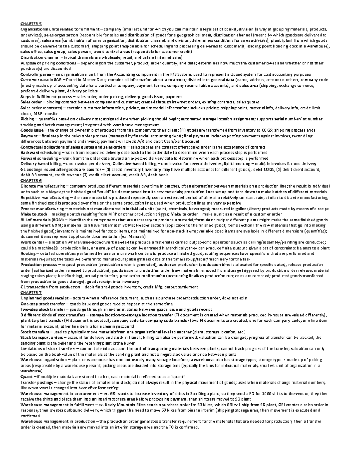 Finals Cheat Sheet - Chapter 5 Organizational Units Related To 