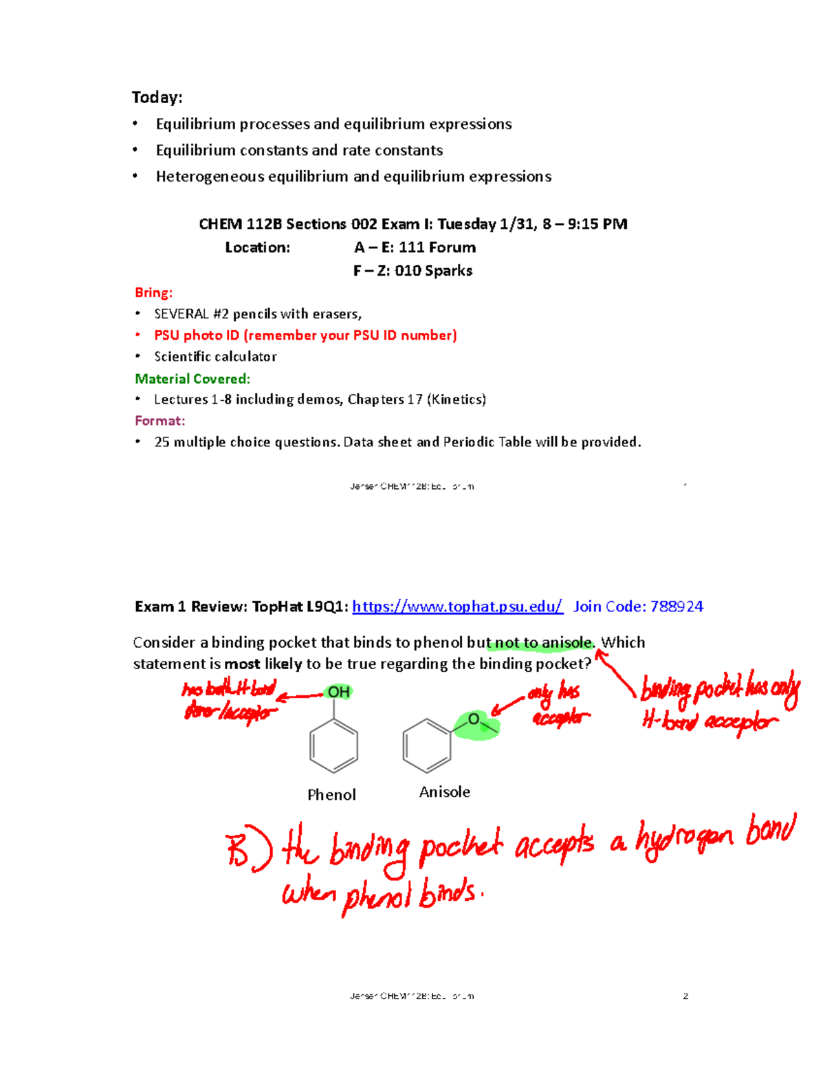 L9 Slides - Jensen CHEM112B: Equilibrium 1 Today: Equilibrium Processes ...