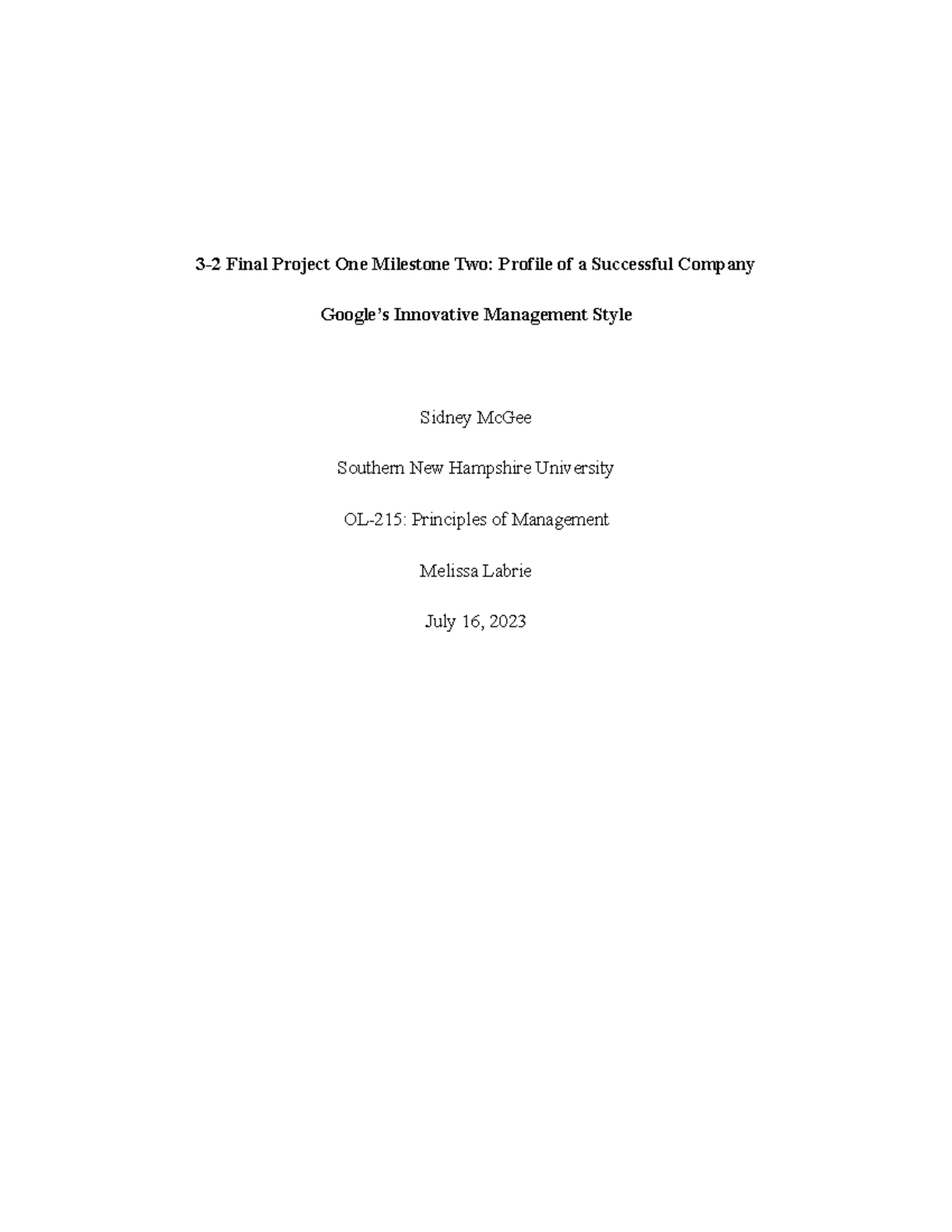 3 2 Final Project Milestone Two Profile of a Successful Company - OL ...