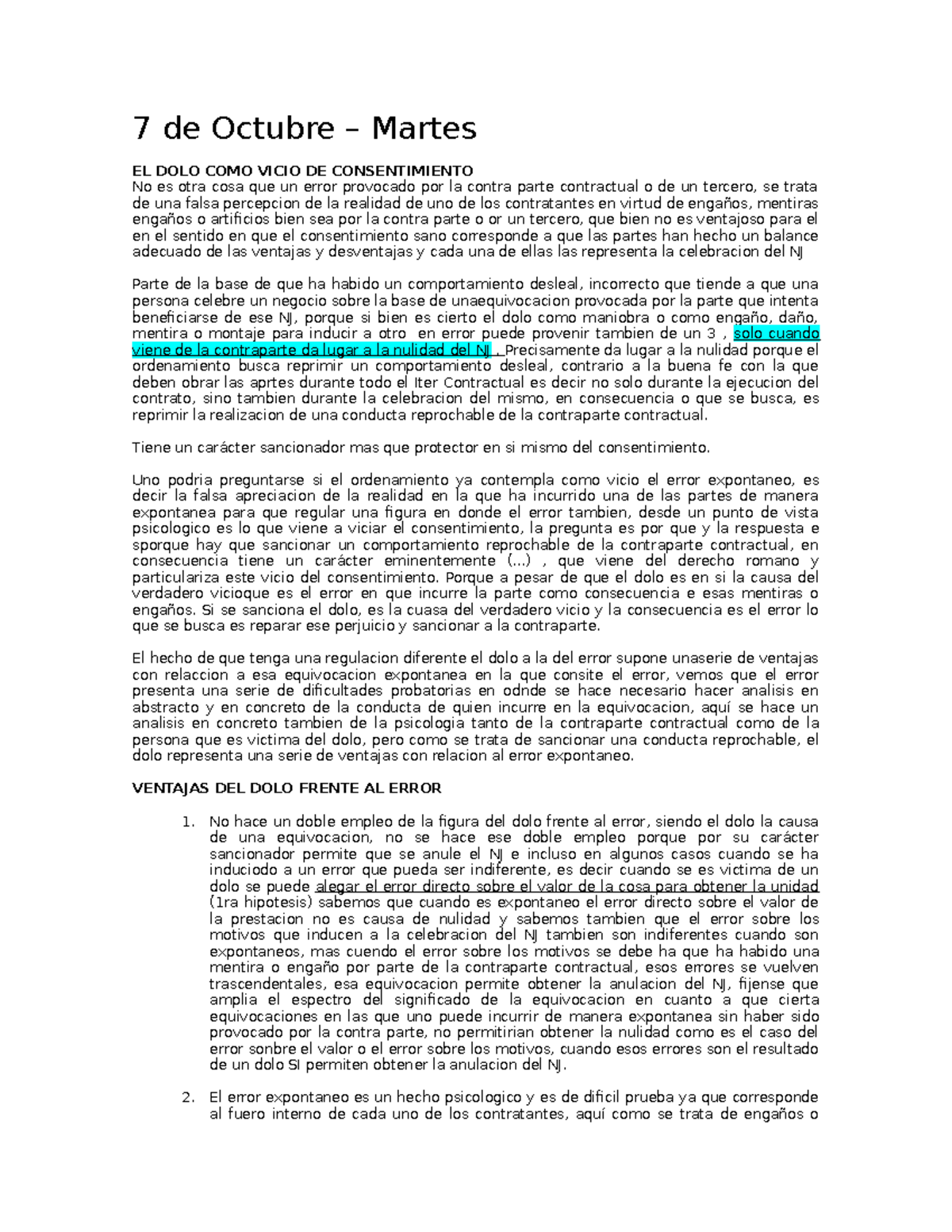 7 de Octubre NJ 7 de Octubre Martes EL DOLO COMO VICIO DE