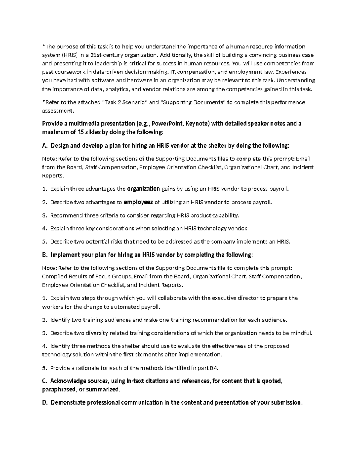 Task 2 Rubric - Summary Business Simulation - *The purpose of this task ...