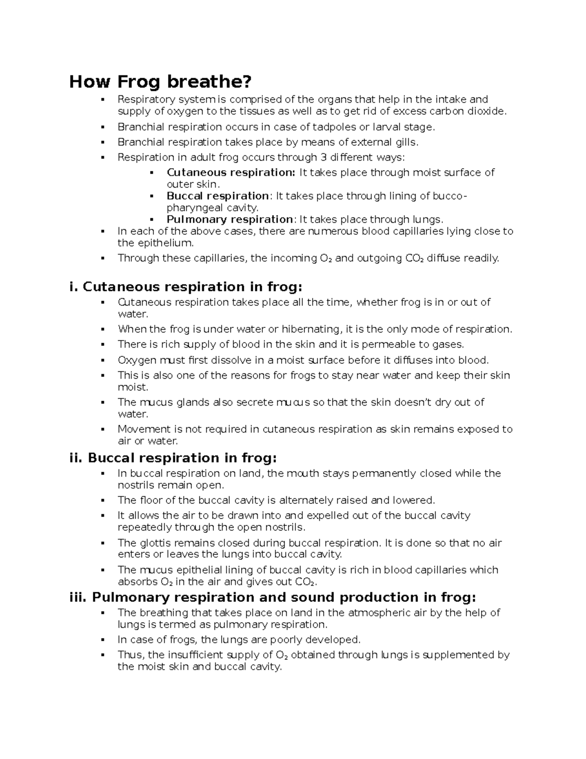 Biology Science 116 - How Frog breathe? Respiratory system is comprised ...