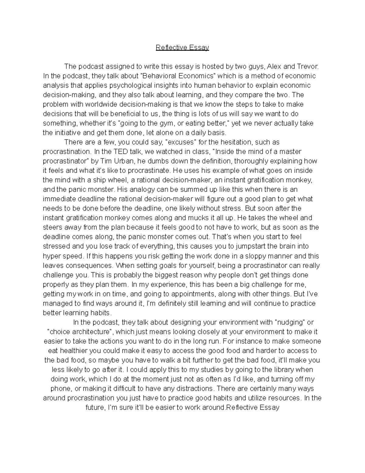 Reflective Essay - Lucy Gunn - EDU104 - Reflective Essay The podcast ...