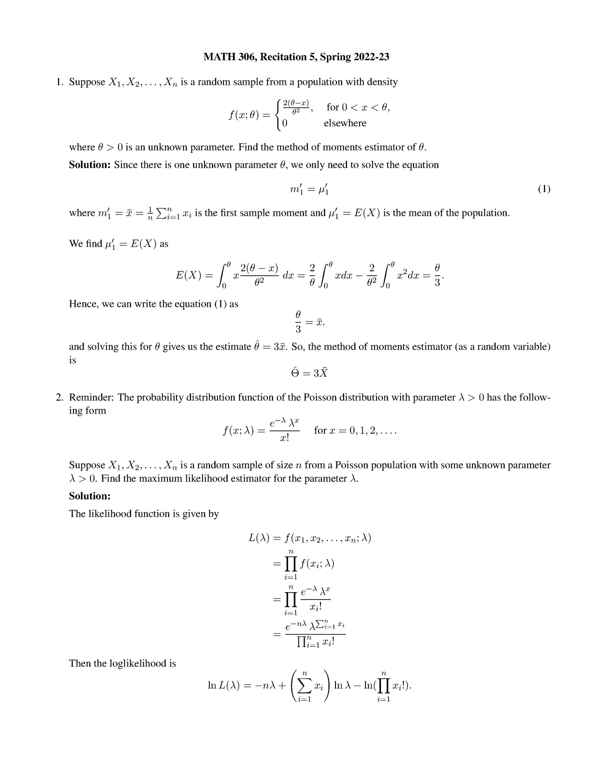 R5 questions and solutions - MATH 306, Recitation 5, Spring 2022 ...