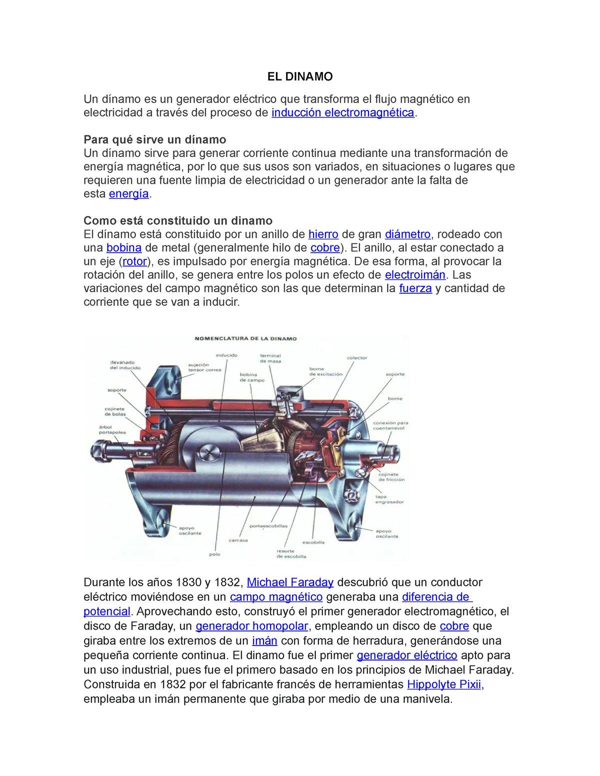 EL Dinamo - EL DINAMO Un Dínamo Es Un Generador Eléctrico Que ...