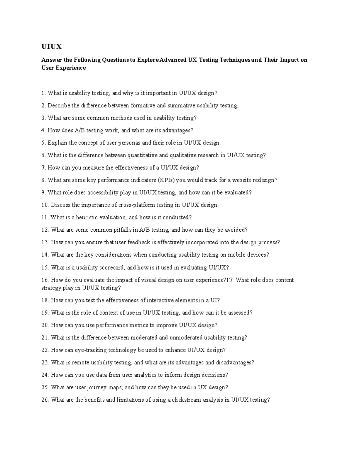 UIUX Q & A - New - UIUX Answer the Following Questions to Explore ...