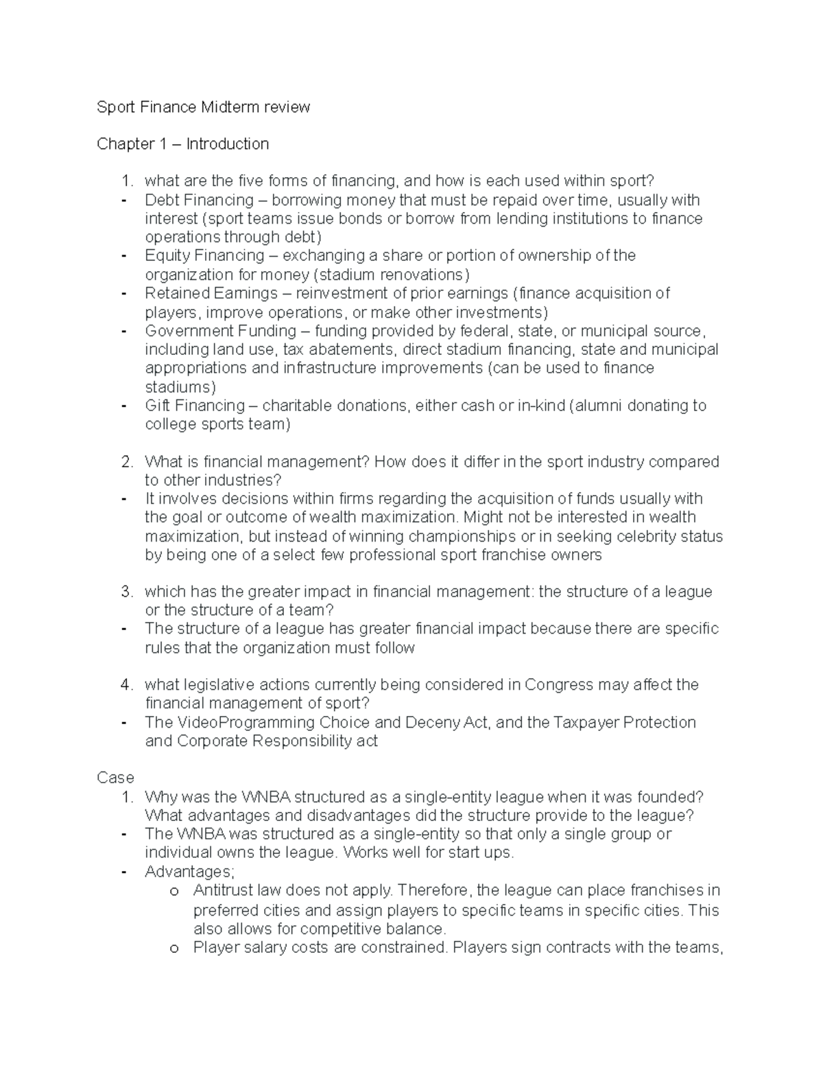 Sport Finance Midterm review Sport Finance Midterm review Chapter 1