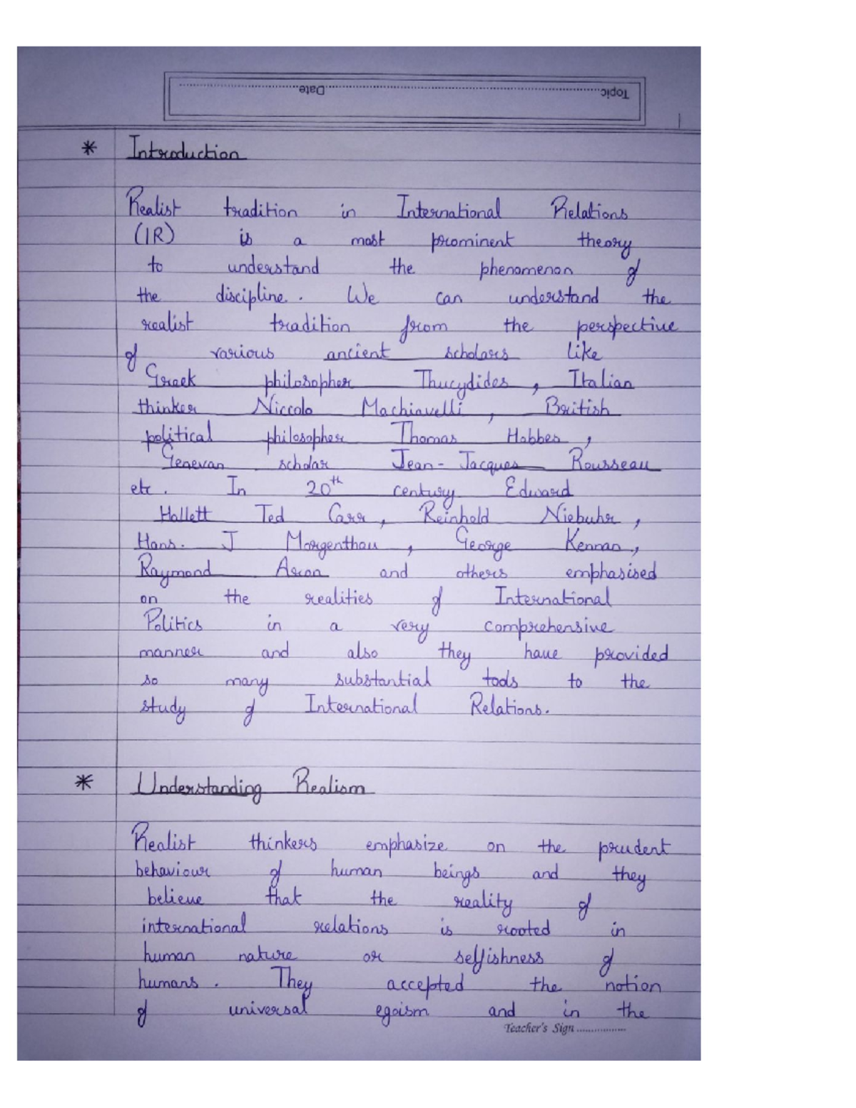Realism - Lecture notes too - I I Introduction Realist tradition in ...