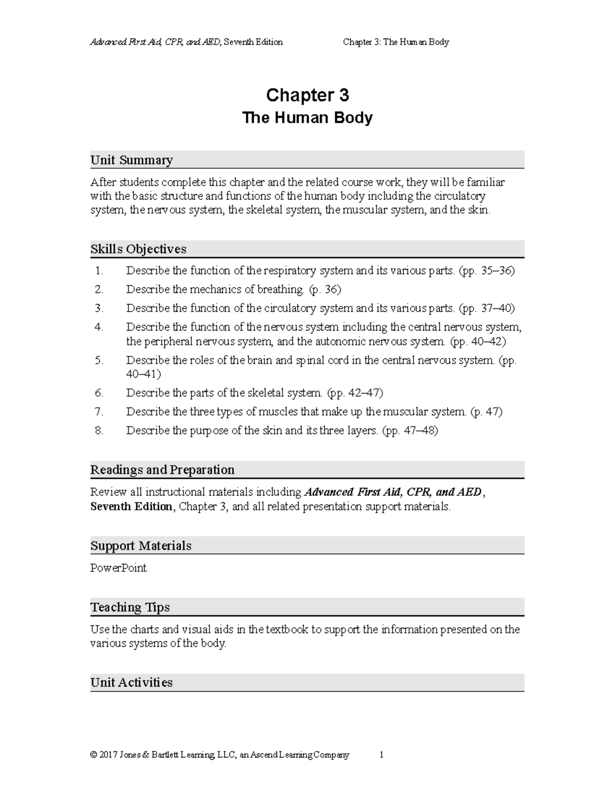 Chapter 3 Notes The Human Body - Chapter 3 The Human Body Unit Summary ...