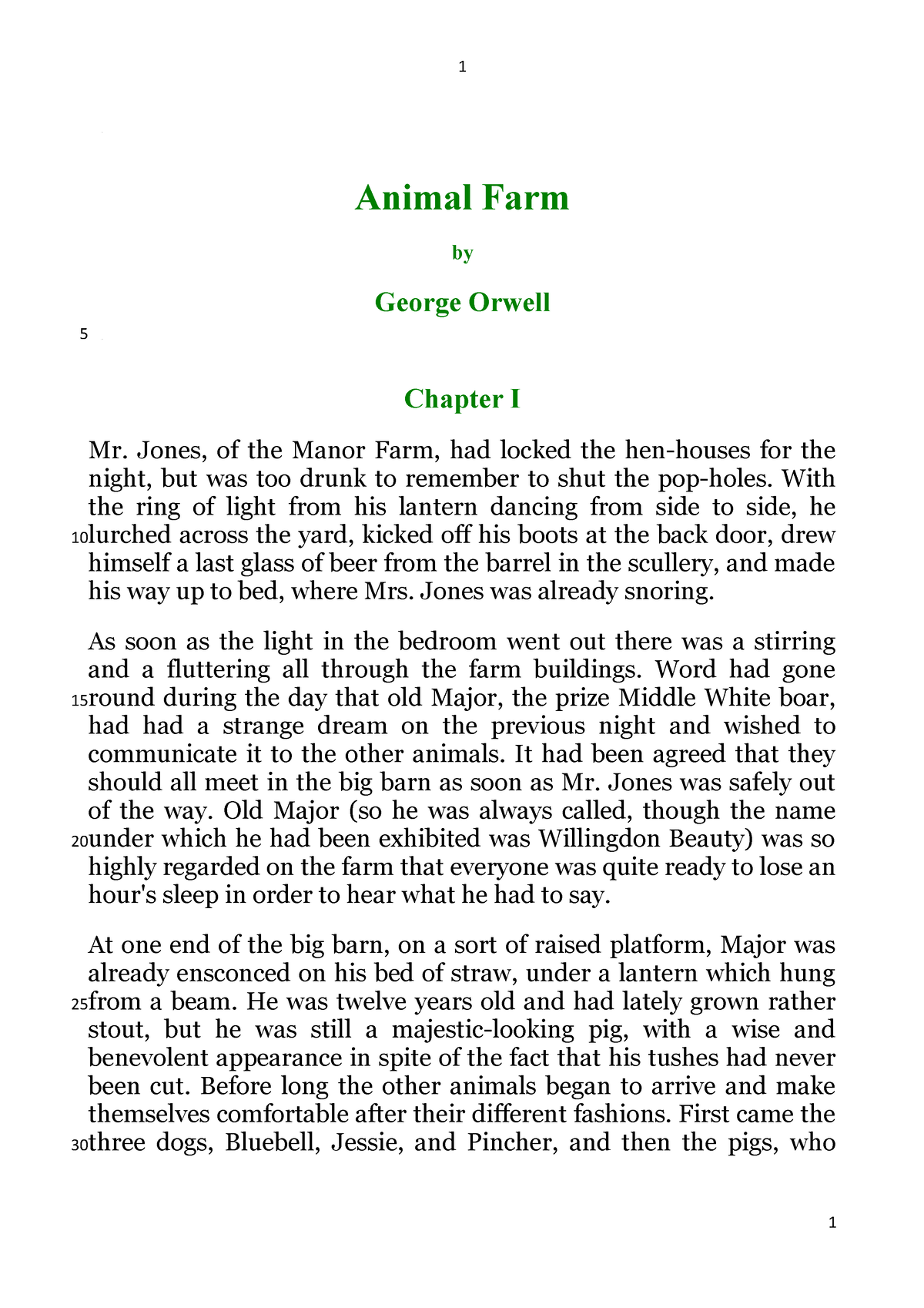 Animal Farm text Animal Farm by Orwell Chapter I Mr. Jones, of