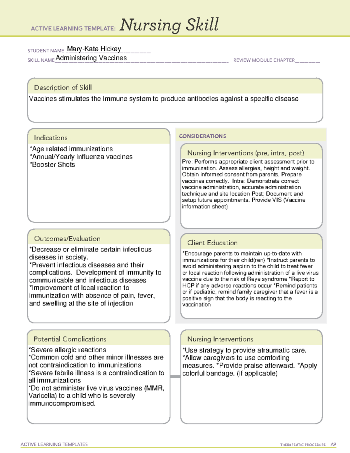 Administering vaccines ati report sheets for nursing students studying ...