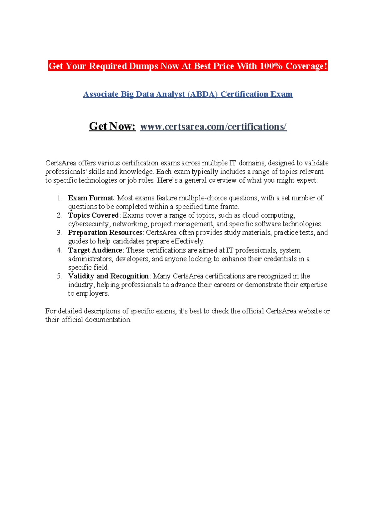 Associate Big Data Analyst (ABDA) Certification Exam - Get Your ...
