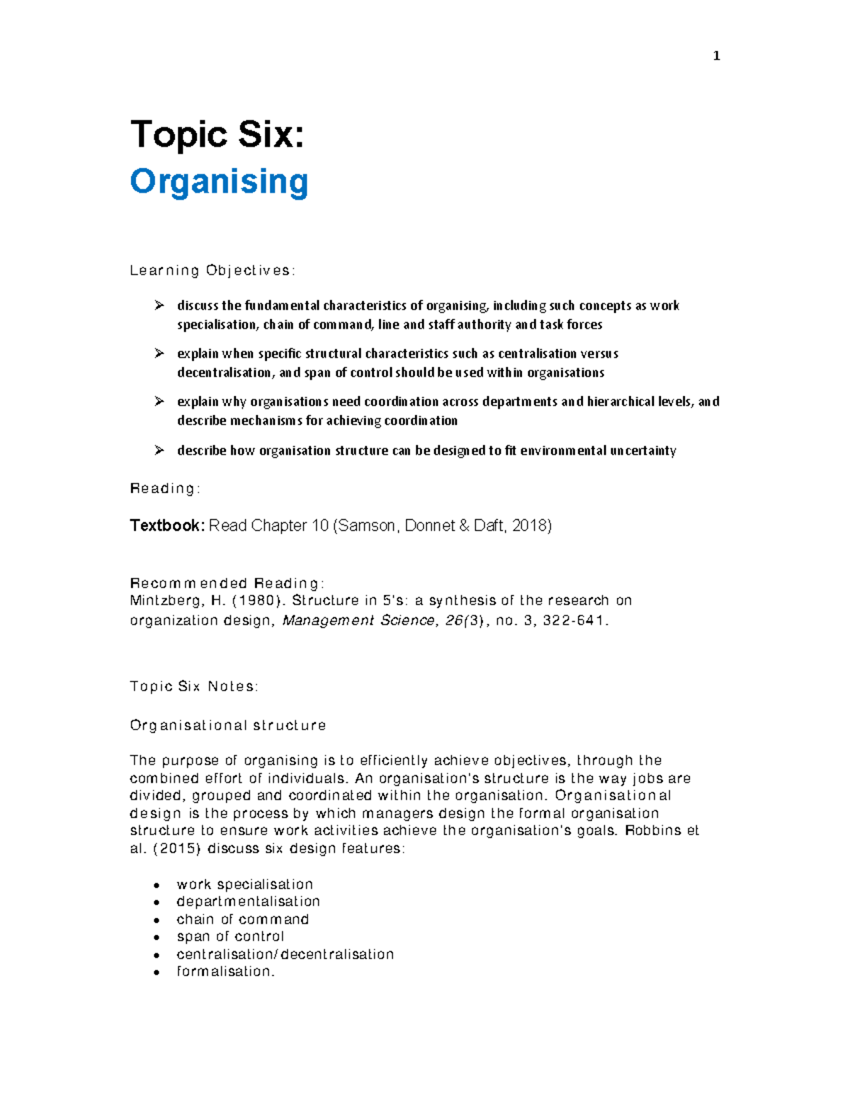 Topic 6 - this is week 6 lecture notes and slides - Topic Six ...