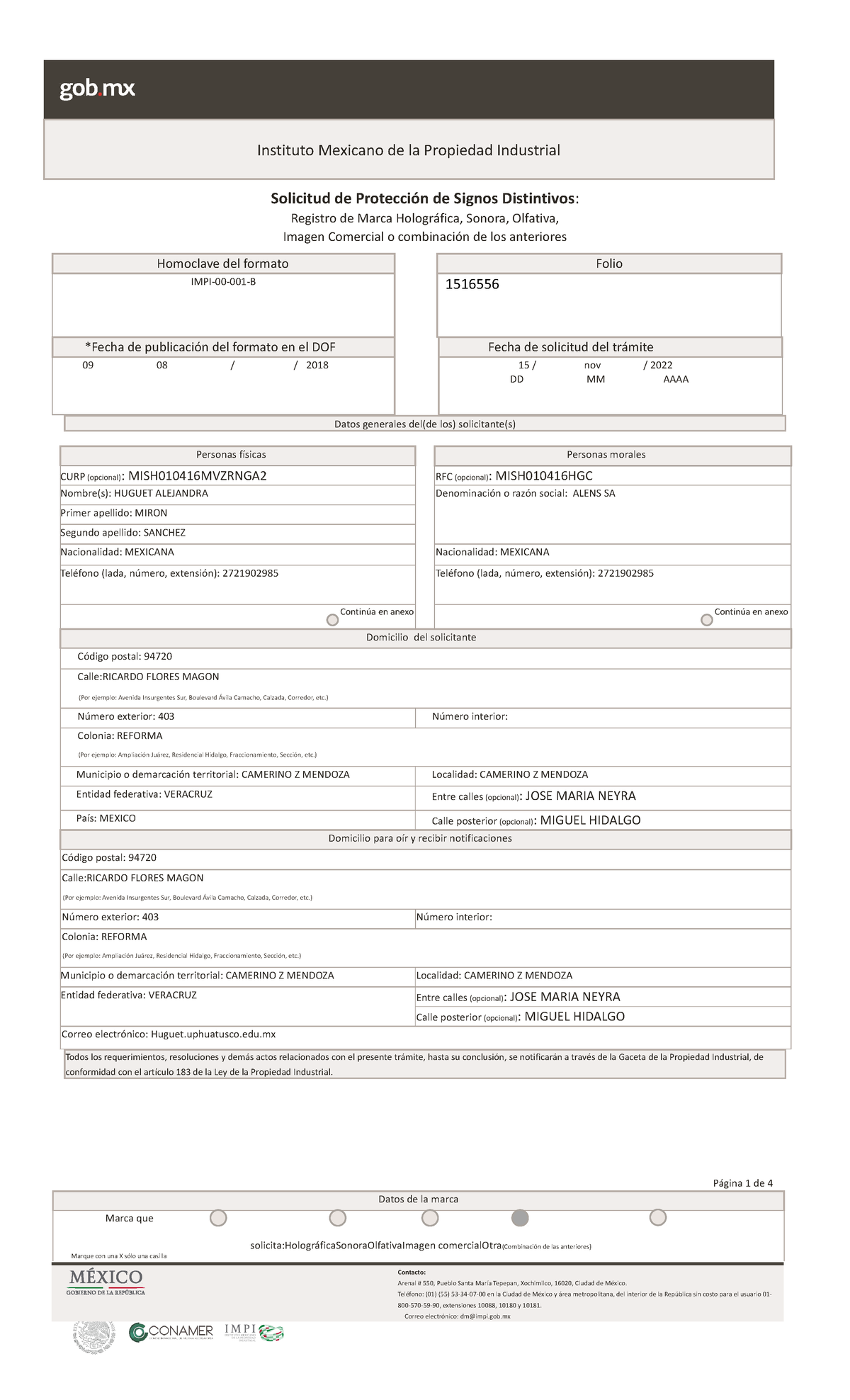 IMPI 00 001 B 2018 Edit - Impi - Solicitud De Protección De Signos ...