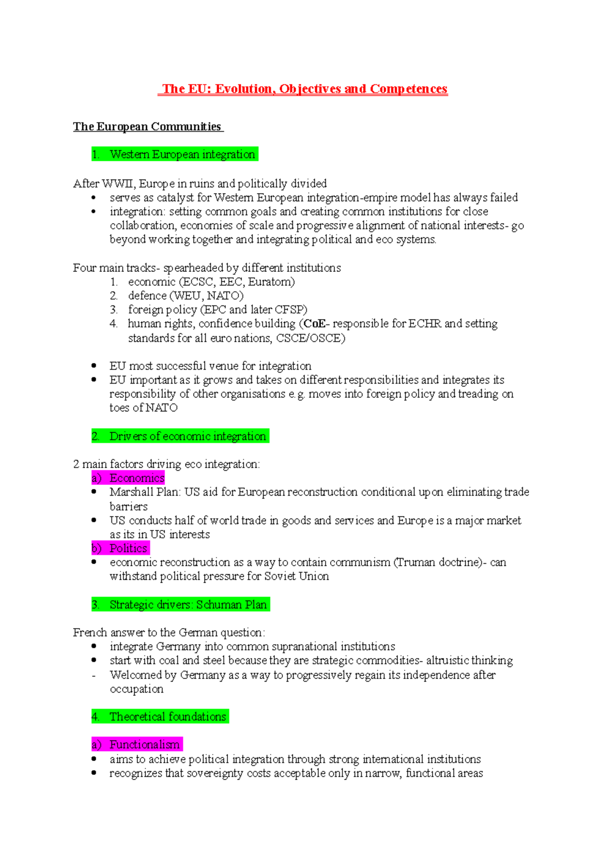 T1 W1- The EU- Evolution, Objectives and Competences - The EU ...
