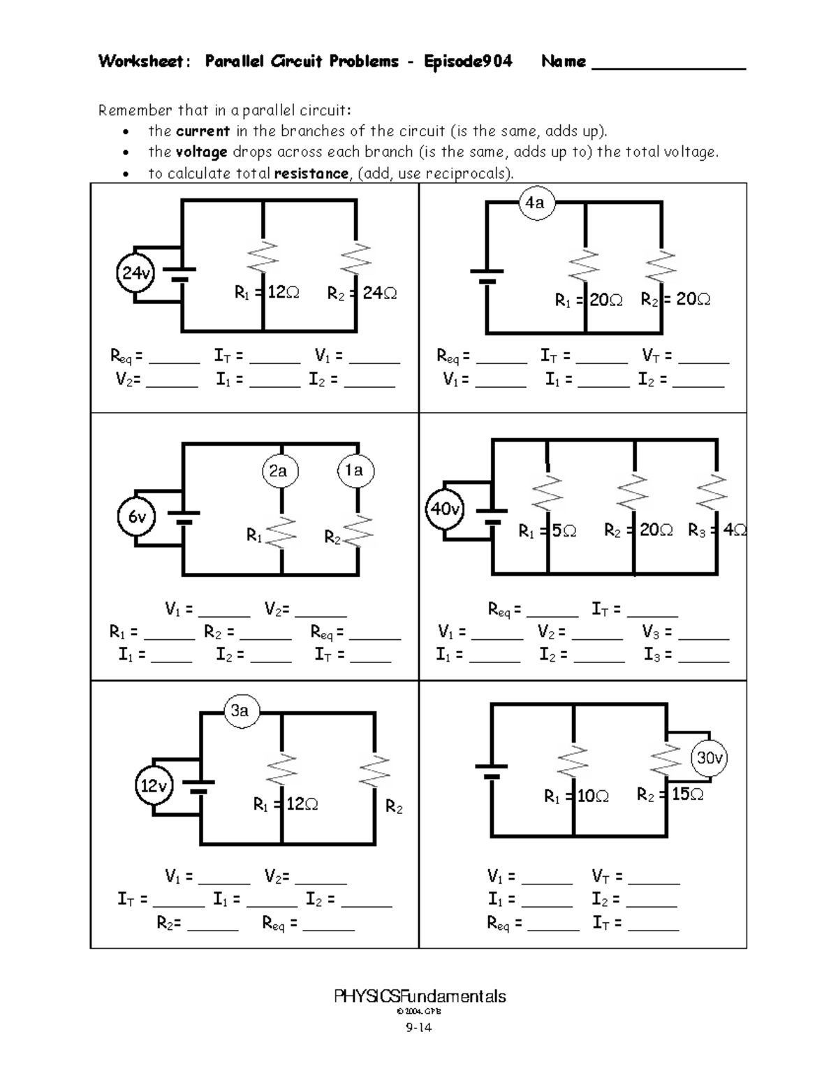 Series Parallel Circuit Problems