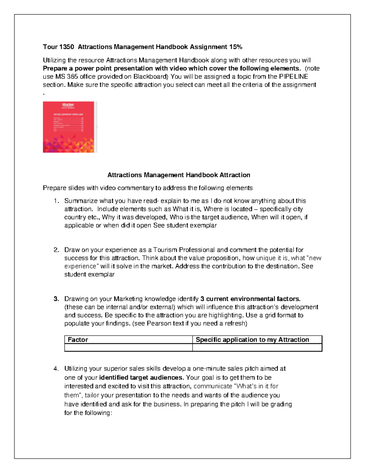 Handbook Assignment new - Tour 1350 Attractions Management Handbook ...