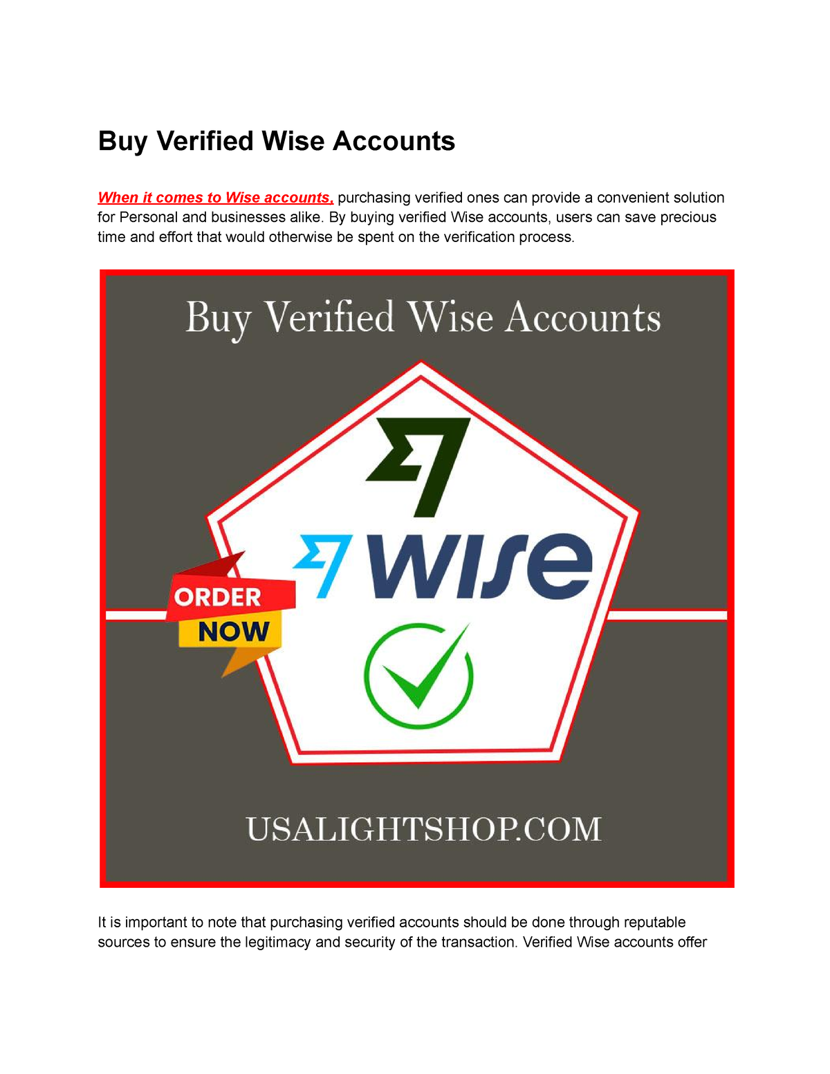 Buy Verified Wise Accounts - By buying verified Wise accounts, users ...