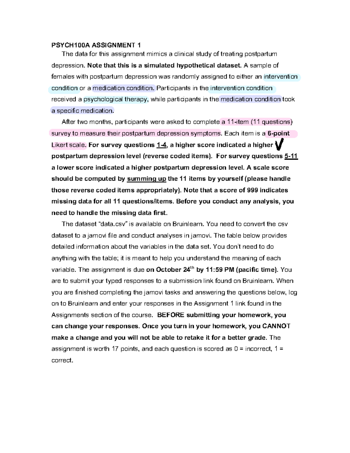 Assignment+1 - Assignment for psych 100A - PSYCH100A ASSIGNMENT 1 The ...