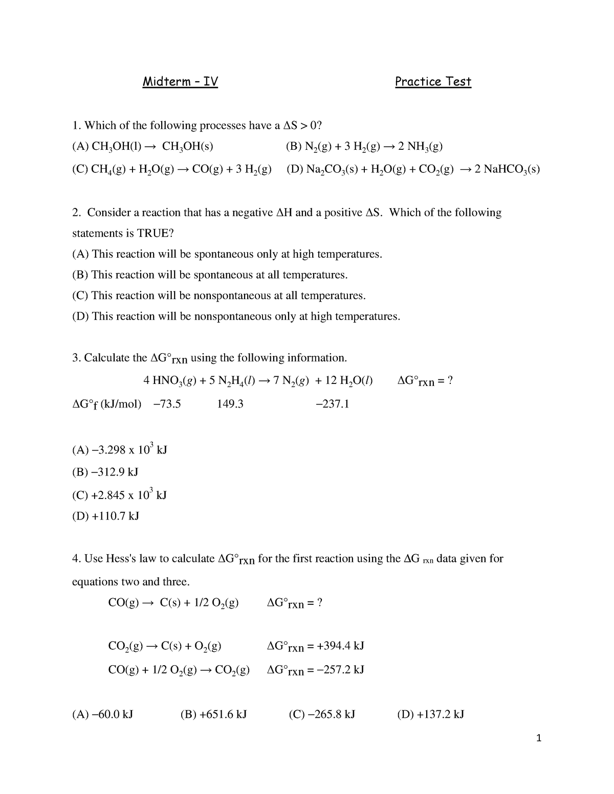 Midterm-4 Practice Test - Midterm – IV Practice Test Which of the ...