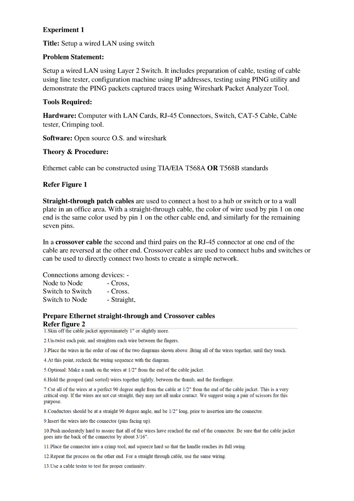 Expt 1 Setup a wired LAN using switch - Experiment 1 Title: Setup a ...